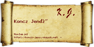 Koncz Jenő névjegykártya